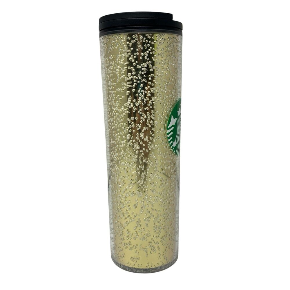 Starbucks Tumbler Gold Black 16oz Bubble Travel Mug Coffee Cup Gifts Reusable - Picture 6 of 10